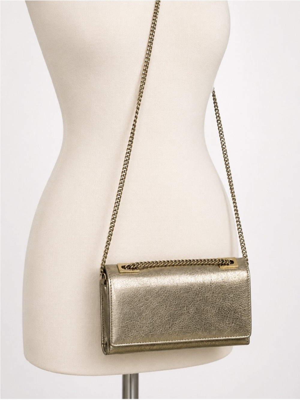 Metallic Gold Crossbody Bag with Chain Strap